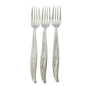 Castle Court RoseGlow 3 Dinner Forks Stainless Steel Japan Vintage Mid Century